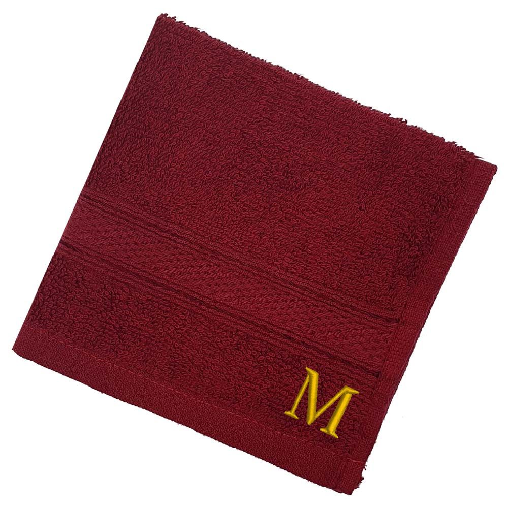 Byft - Letter M Monogrammed Face Towel - 30 x 30 cm - 6pcs - Burgundy