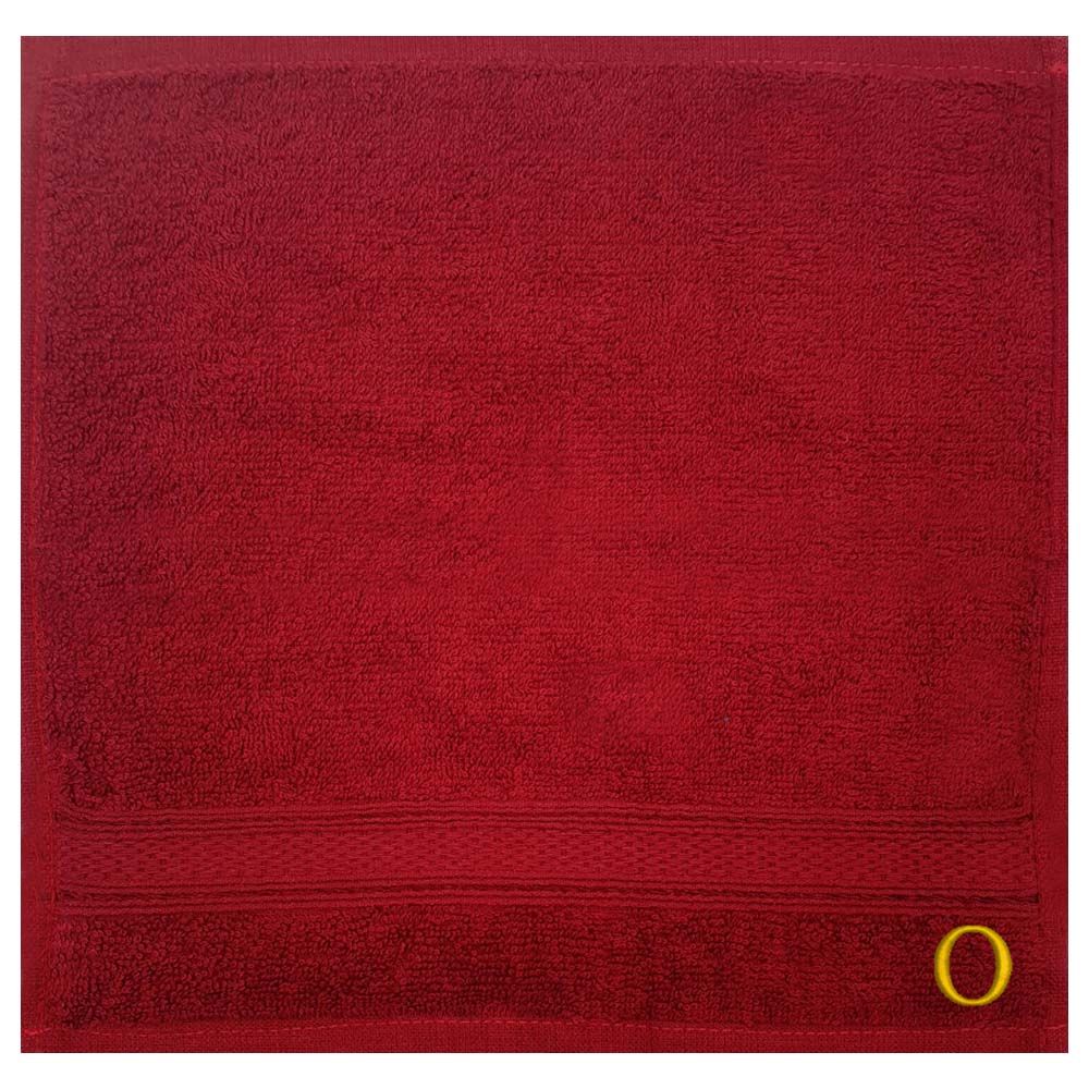 Byft - Letter O Monogrammed Face Towel - 30 x 30 cm - 6pcs - Burgundy