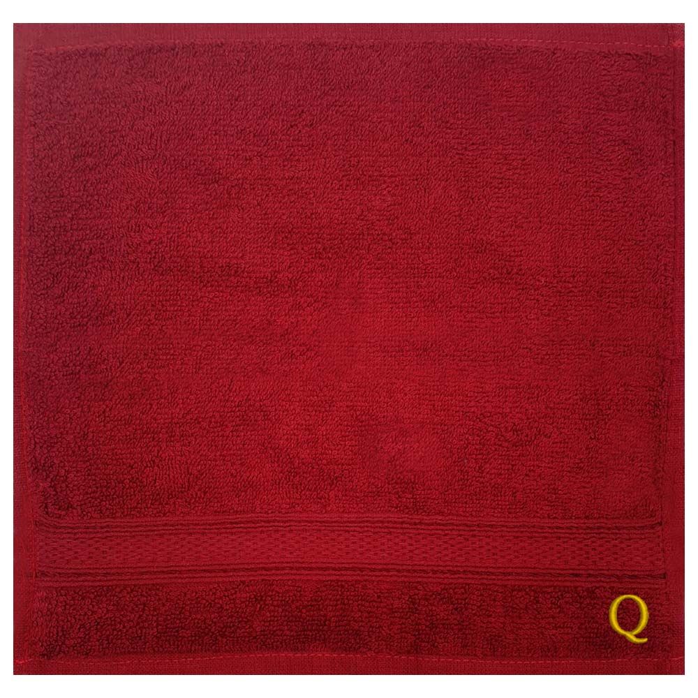 Byft - Letter Q Monogrammed Face Towel - 30 x 30 cm - 6pcs - Burgundy