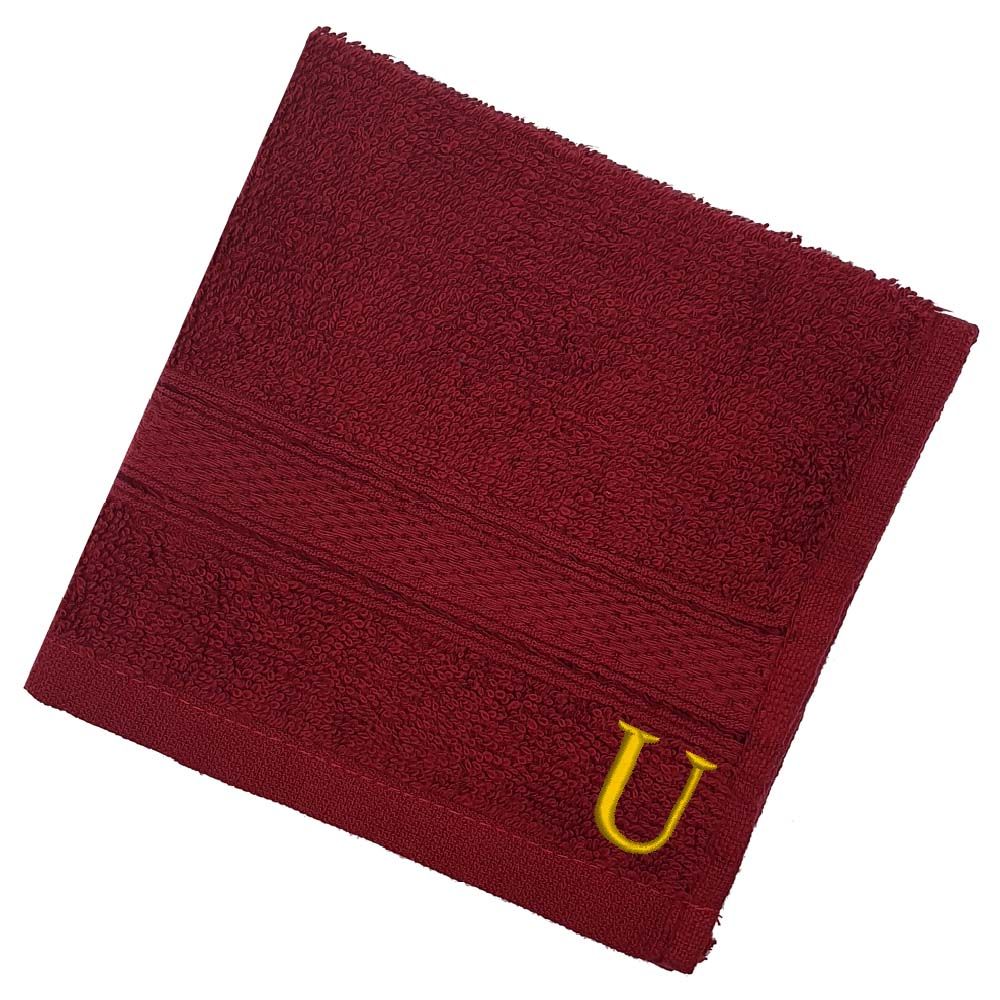 Byft - Letter U Monogrammed Face Towel - 30 x 30 cm - 6pcs - Burgundy