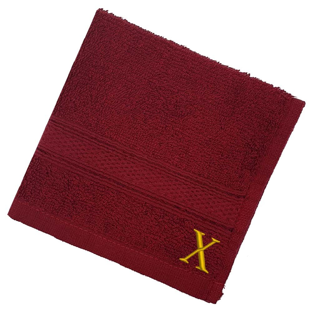 Byft - Letter x Monogrammed Face Towel - 30 x 30 cm - 6pcs - Burgundy