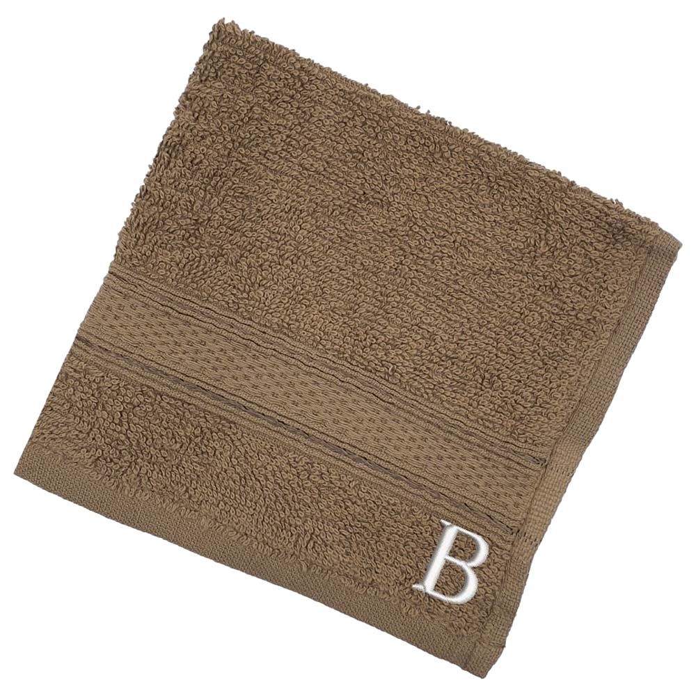 Byft - Letter B Monogrammed Face Towel - 30 x 30 cm - 6pcs - Dark Beige