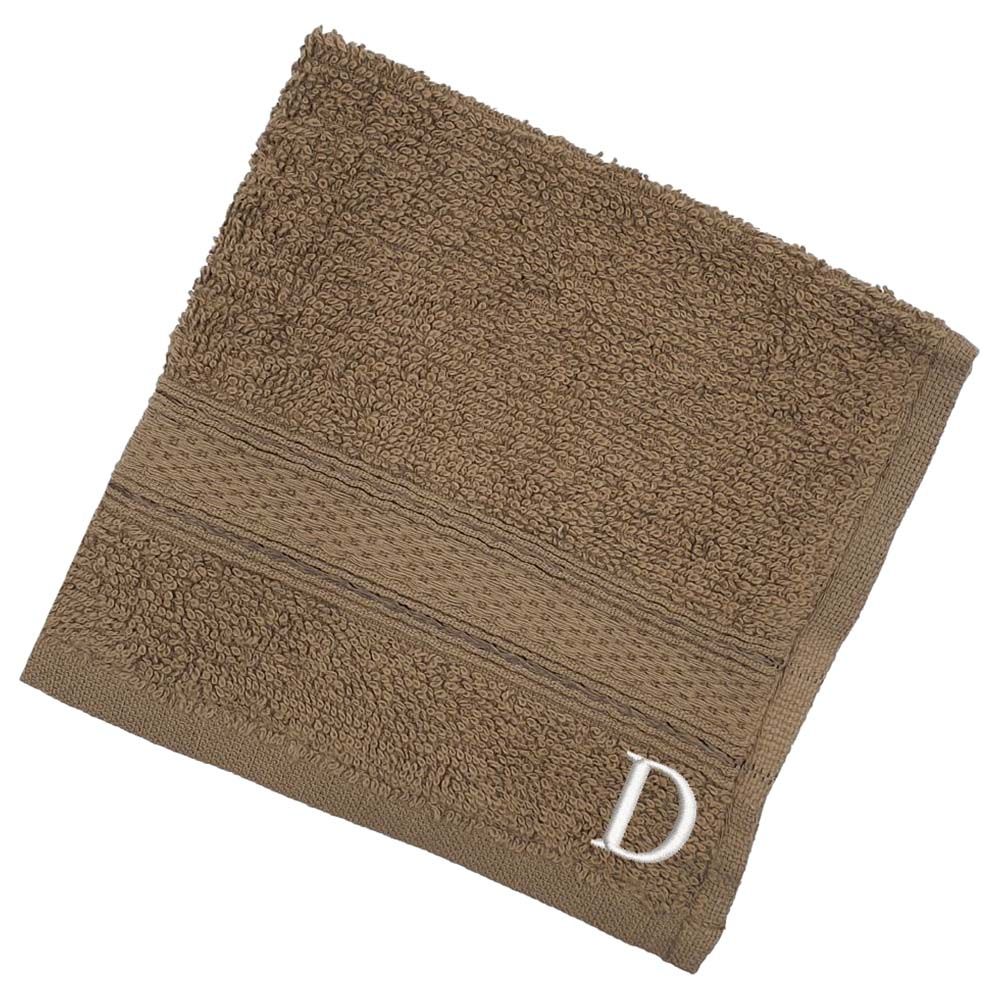 Byft - Letter D Monogrammed Face Towel - 30 x 30 cm - 6pcs - Dark Beige