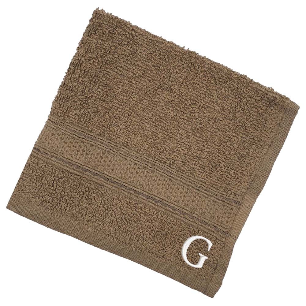 Byft - Letter G Monogrammed Face Towel - 30 x 30 cm - 6pcs - Dark Beige