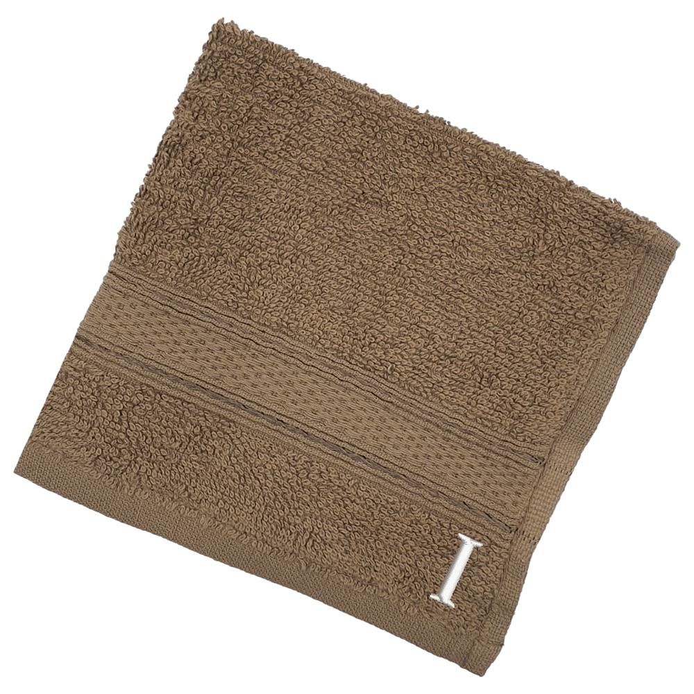 Byft - Letter I Monogrammed Face Towel - 30 x 30 cm - 6pcs - Dark Beige