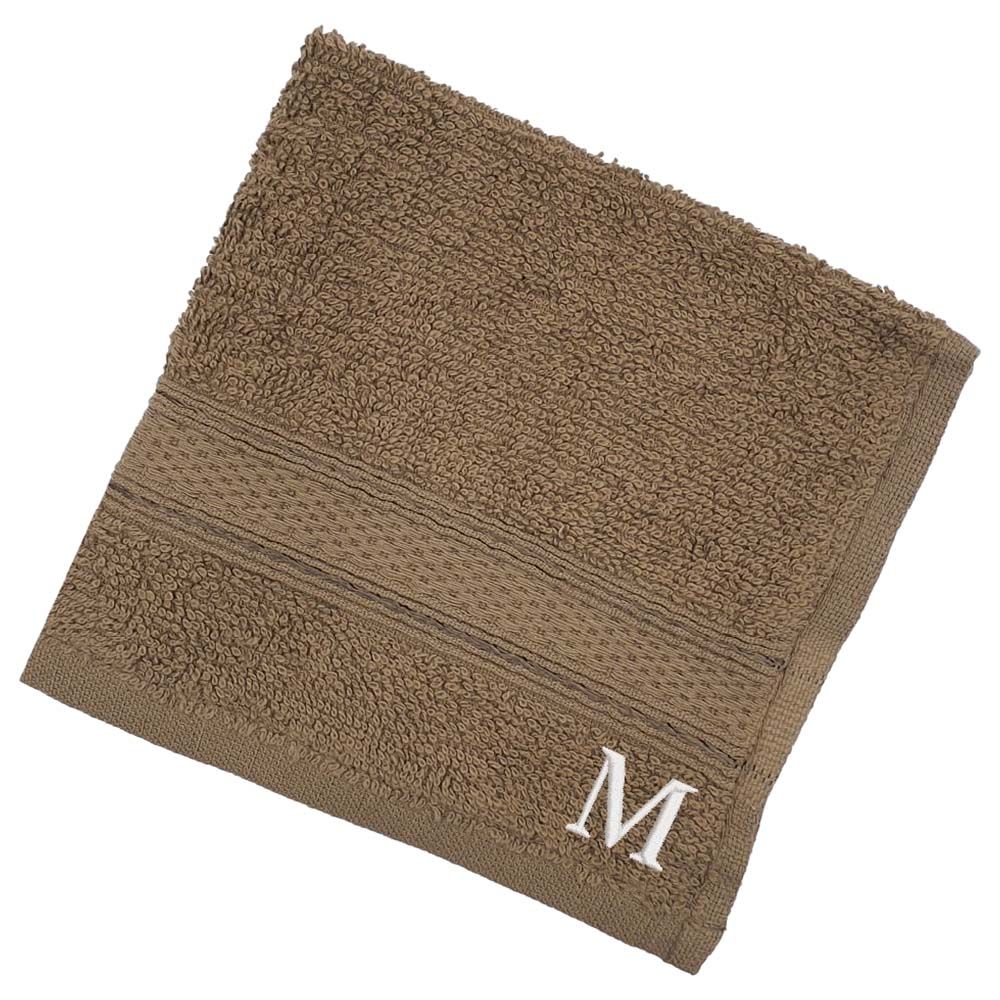 Byft - Letter M Monogrammed Face Towel - 30 x 30 cm - 6pcs - Dark Beige