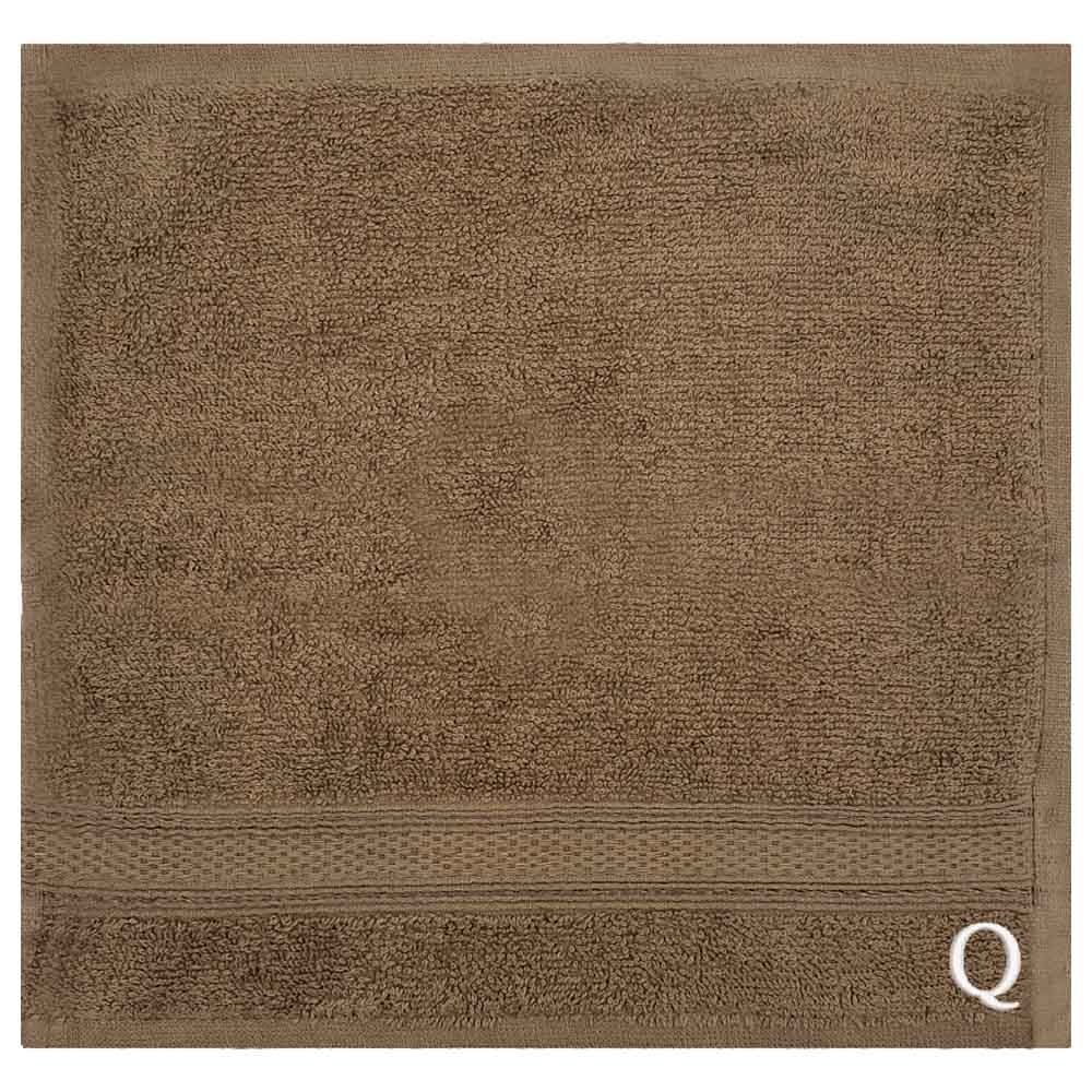 Byft - Letter Q Monogrammed Face Towel - 30 x 30 cm - 6pcs - Dark Beige