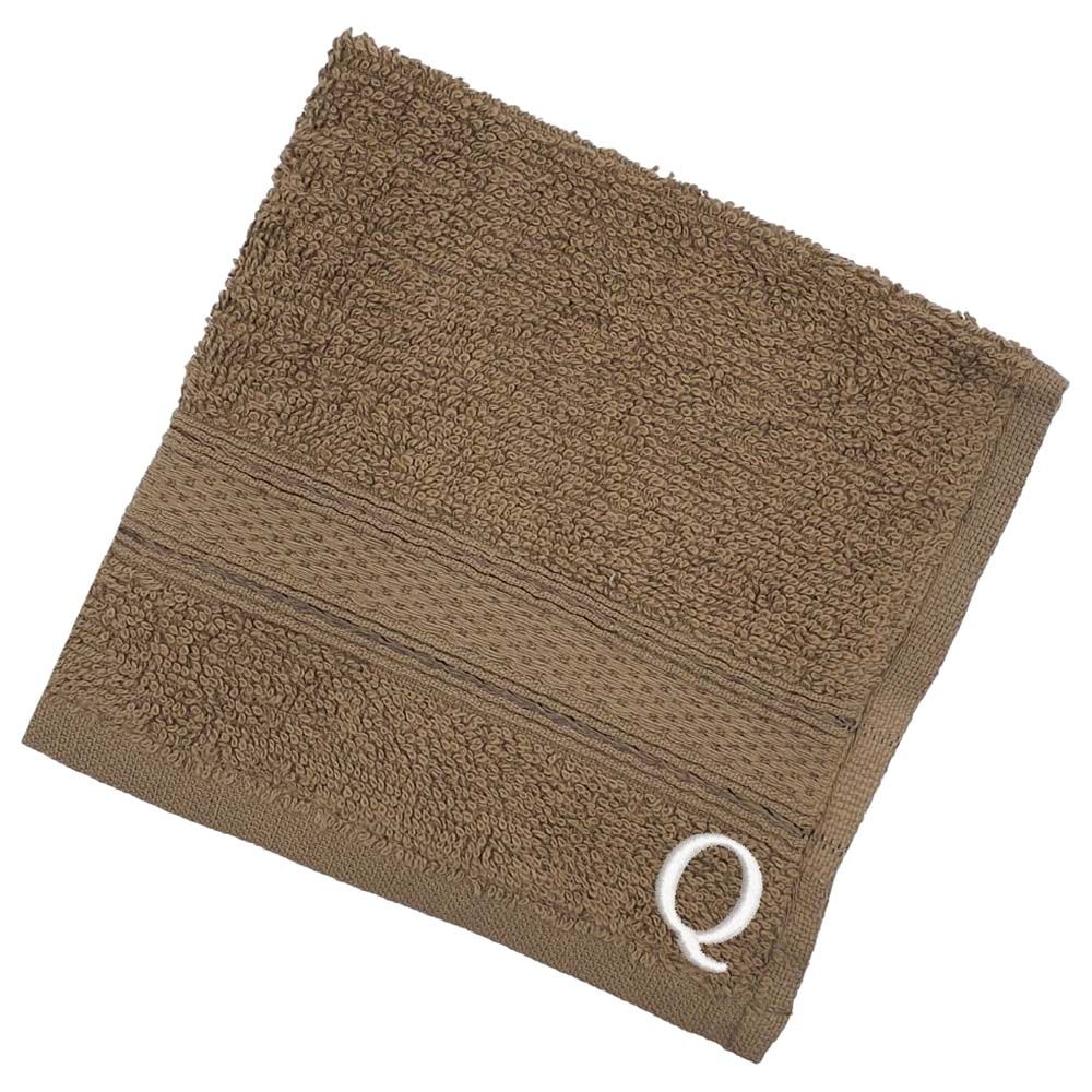 Byft - Letter Q Monogrammed Face Towel - 30 x 30 cm - 6pcs - Dark Beige