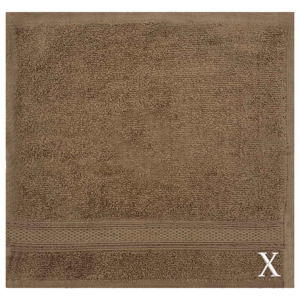 Byft - Letter x Monogrammed Face Towel - 30 x 30 cm - 6pcs - Dark Beige