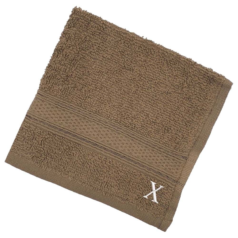 Byft - Letter x Monogrammed Face Towel - 30 x 30 cm - 6pcs - Dark Beige