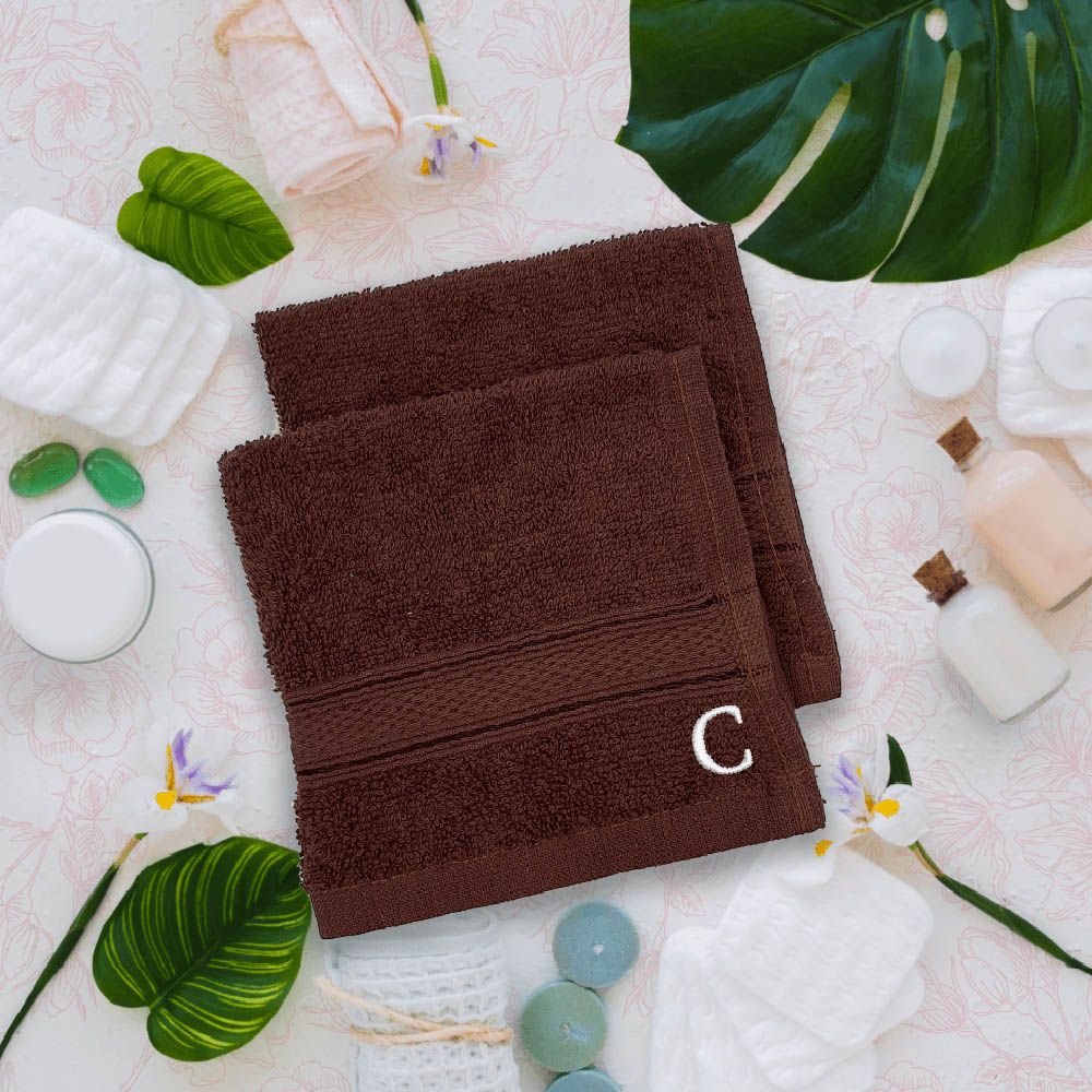 Byft - Letter C Monogrammed Face Towel - 30 x 30 cm - 6pcs