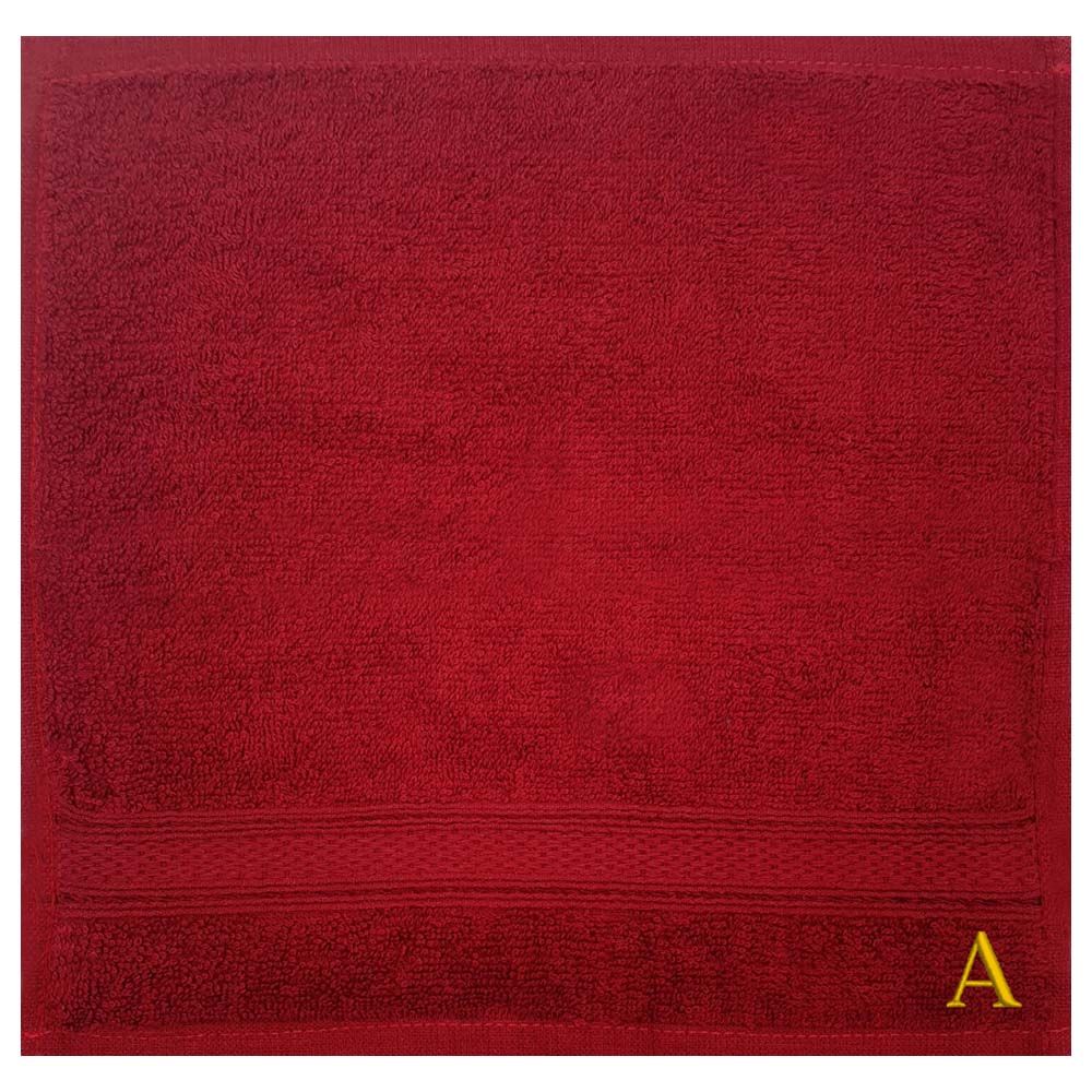 Byft - Letter A Monogrammed Face Towel - 30 x 30 cm - 6pcs - Burgundy