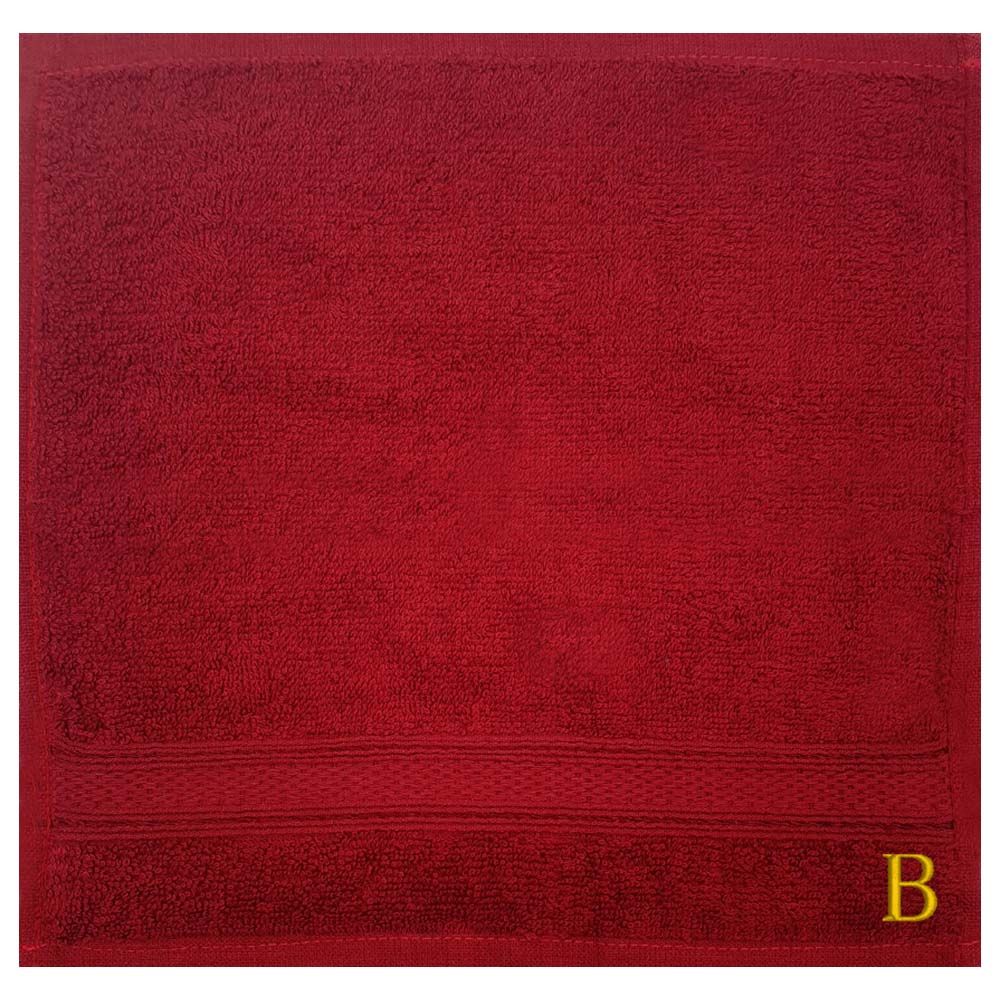 Byft - Letter B Monogrammed Face Towel - 30 x 30 cm - 6pcs - Burgundy