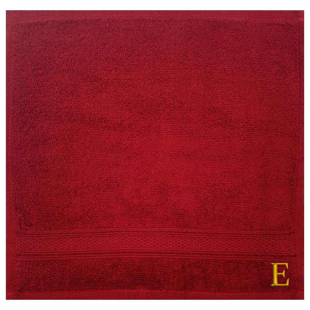 Byft - Letter E Monogrammed Face Towel - 30 x 30 cm - 6pcs - Burgundy