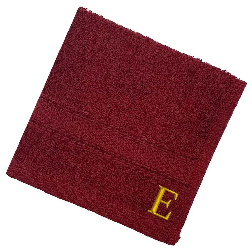 Byft - Letter E Monogrammed Face Towel - 30 x 30 cm - 6pcs - Burgundy