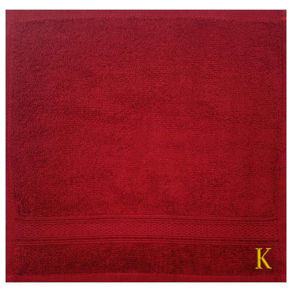 Byft - Letter K Monogrammed Face Towel - 30 x 30 cm - 6pcs - Burgundy