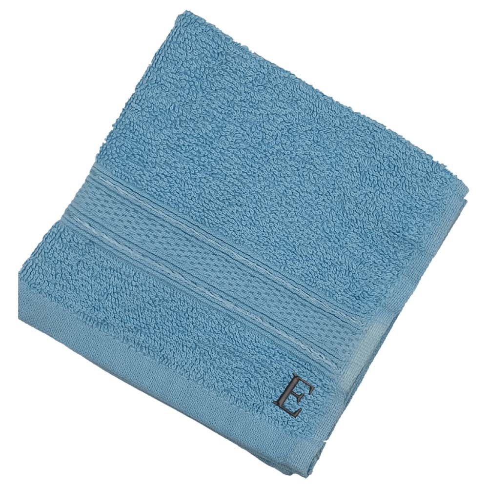 Byft - Letter E Monogrammed Face Towel - 30 x 30 cm - 6pcs - Light Blue