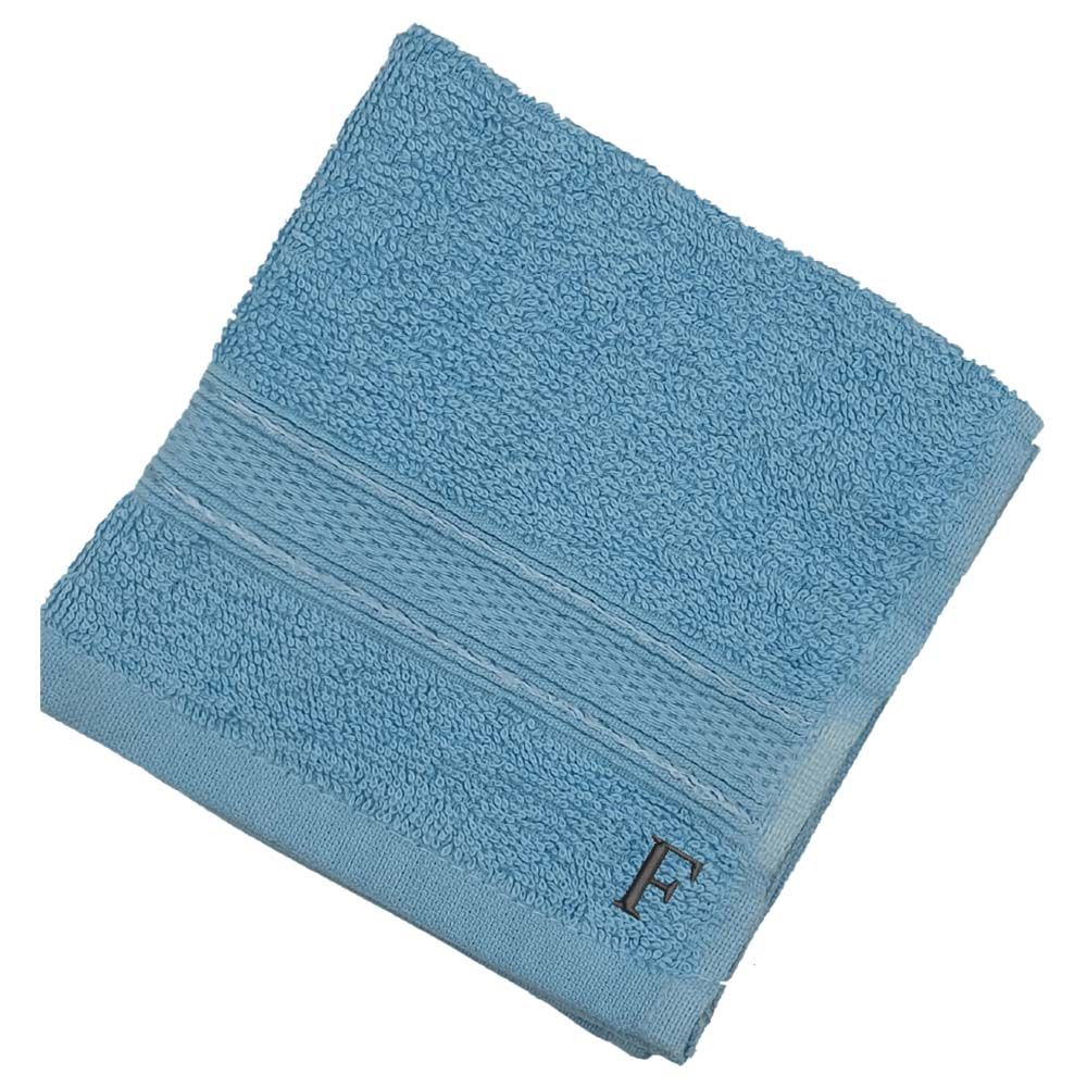 Byft - Letter F Monogrammed Face Towel - 30 x 30 cm - 6pcs - Light Blue