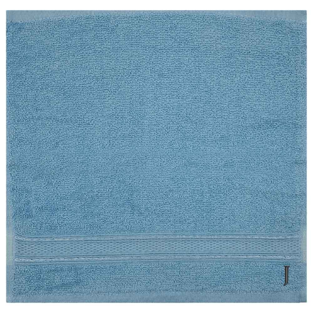 Byft - Letter J Monogrammed Face Towel - 30 x 30 cm - 6pcs - Light Blue