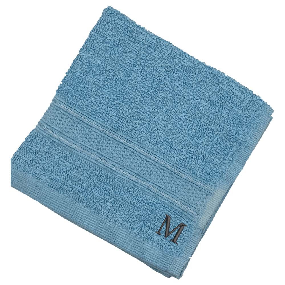 Byft - Letter M Monogrammed Face Towel - 30 x 30 cm - 6pcs - Light Blue