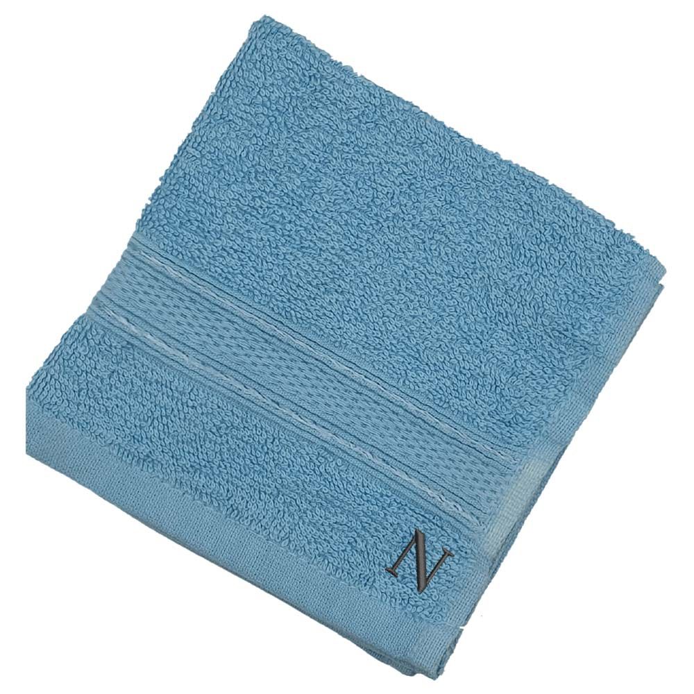 Byft - Letter N Monogrammed Face Towel - 30 x 30 cm - 6pcs - Light Blue