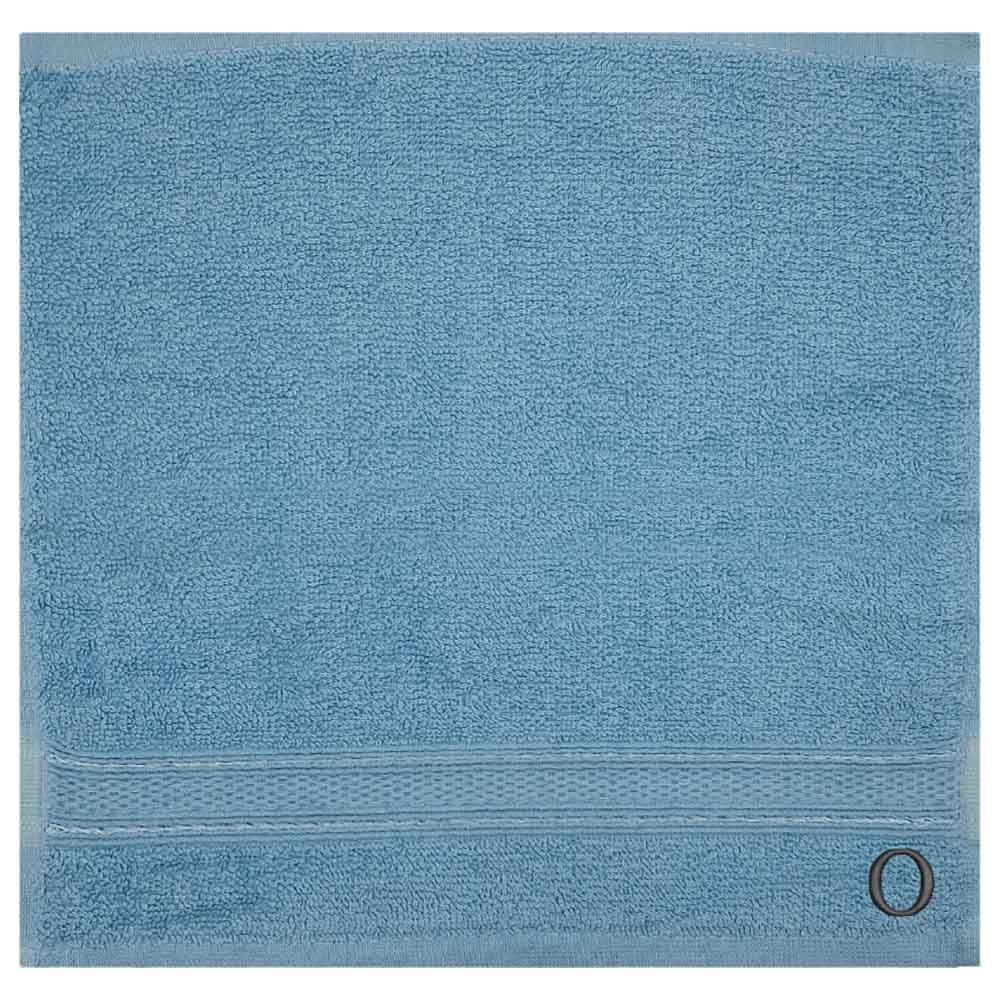 Byft - Letter O Monogrammed Face Towel - 30 x 30 cm - 6pcs - Light Blue