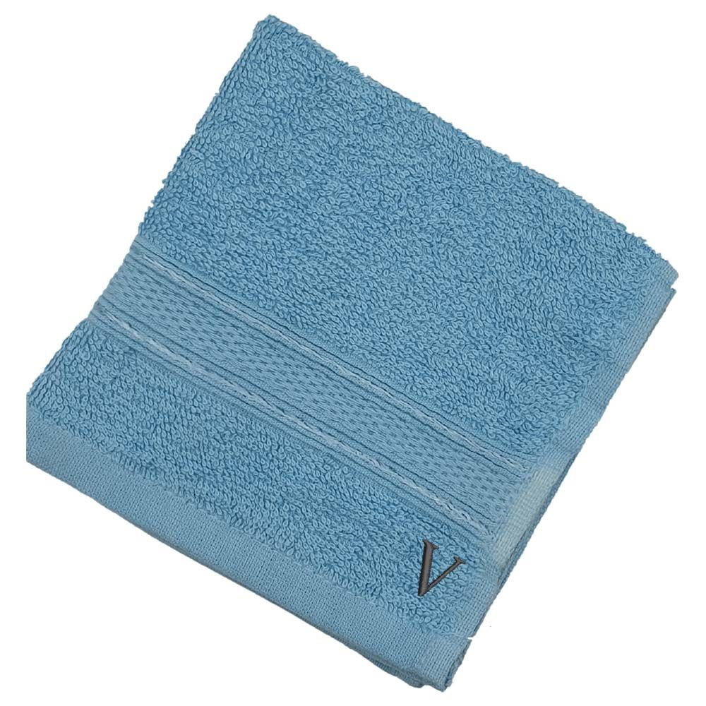 Byft - Letter V Monogrammed Face Towel - 30 x 30 cm - 6pcs - Light Blue