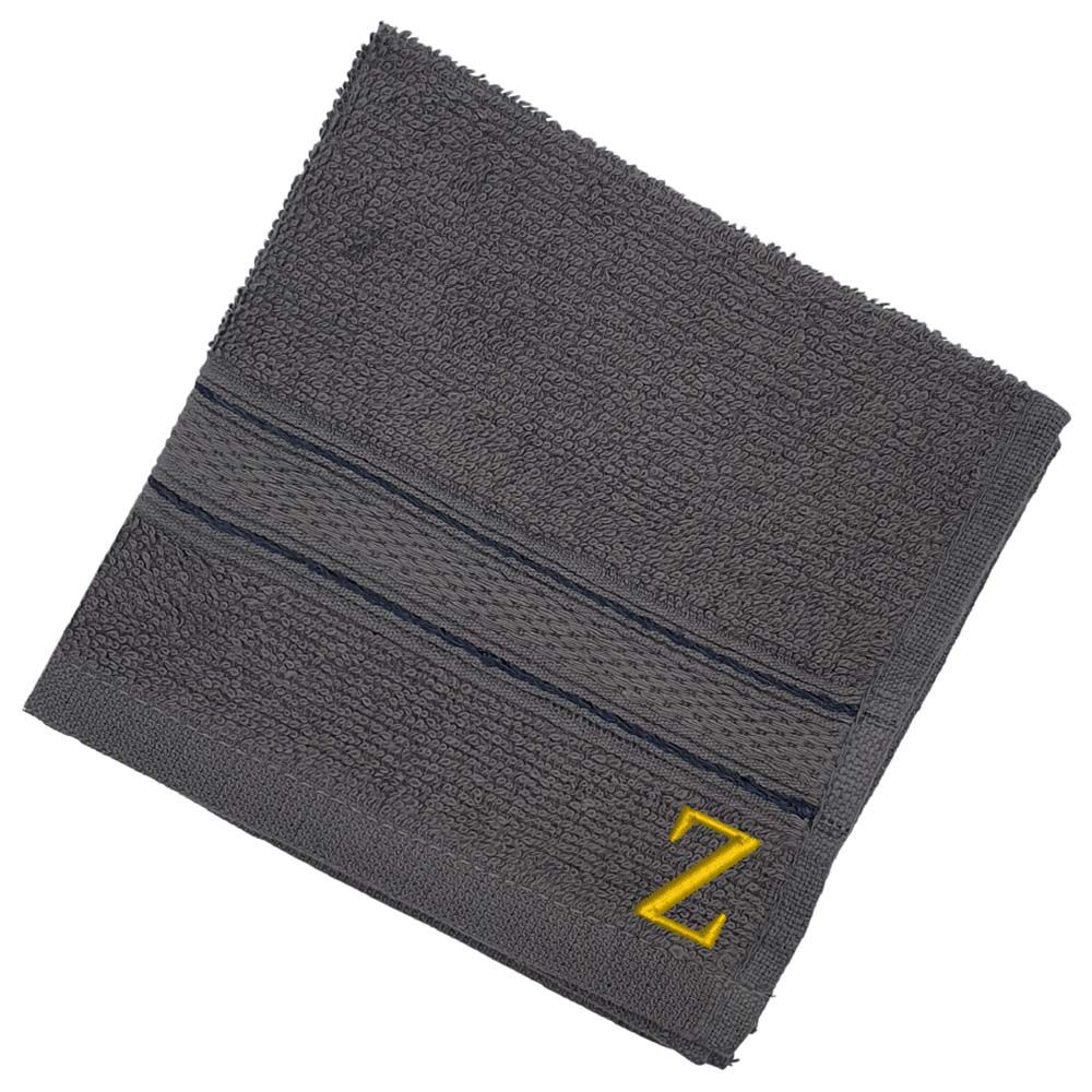 Byft - Letter Z Monogrammed Face Towel - 30 x 30 cm - 6pcs - Dark Grey