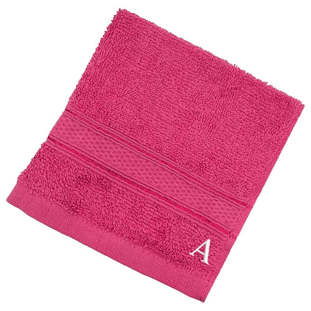 Byft - Letter A Monogrammed Face Towel - 30 x 30 cm - 6pcs - Fuchsia Pink