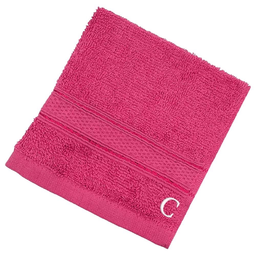 Byft - Letter C Monogrammed Face Towel - 30 x 30 cm - 6pcs - Fuchsia Pink