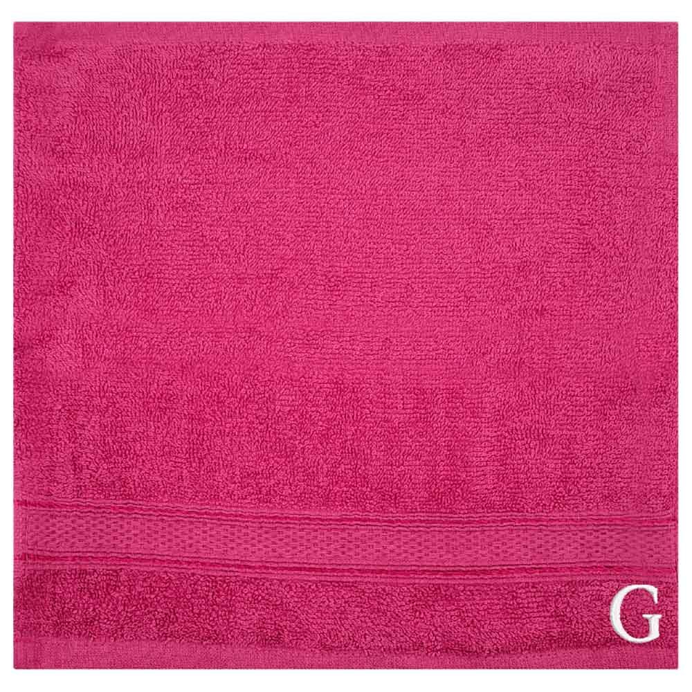 Byft - Letter G Monogrammed Face Towel - 30 x 30 cm - 6pcs - Fuchsia Pink