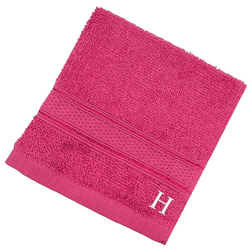 Byft - Letter H Monogrammed Face Towel - 30 x 30 cm - 6pcs - Fuchsia Pink