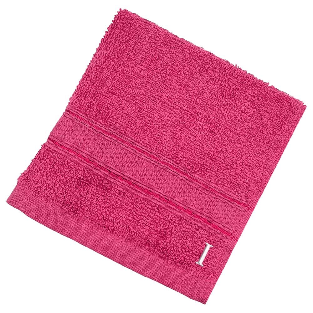 Byft - Letter I Monogrammed Face Towel - 30 x 30 cm - 6pcs - Fuchsia Pink