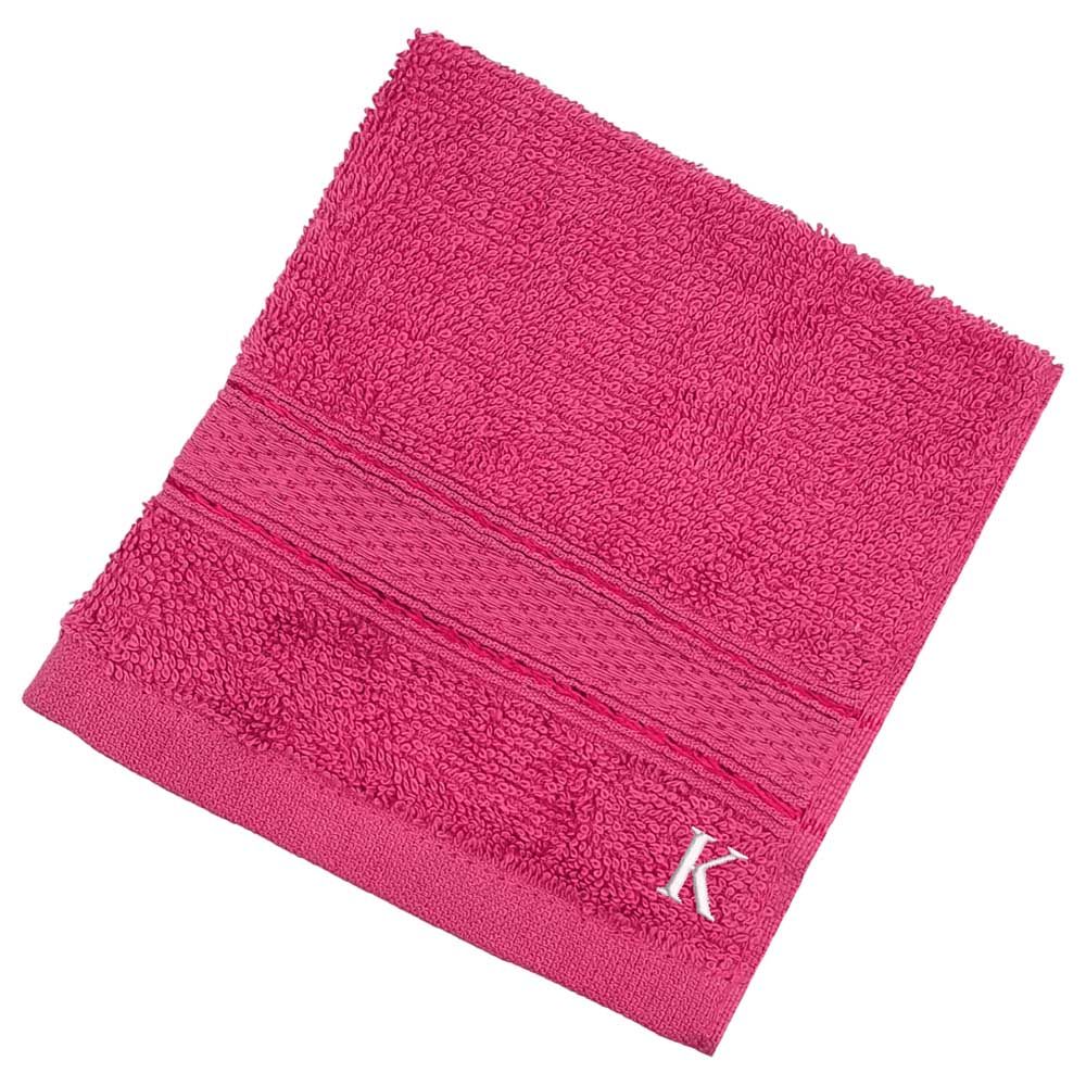 Byft - Letter K Monogrammed Face Towel - 30 x 30 cm - 6pcs - Fuchsia Pink