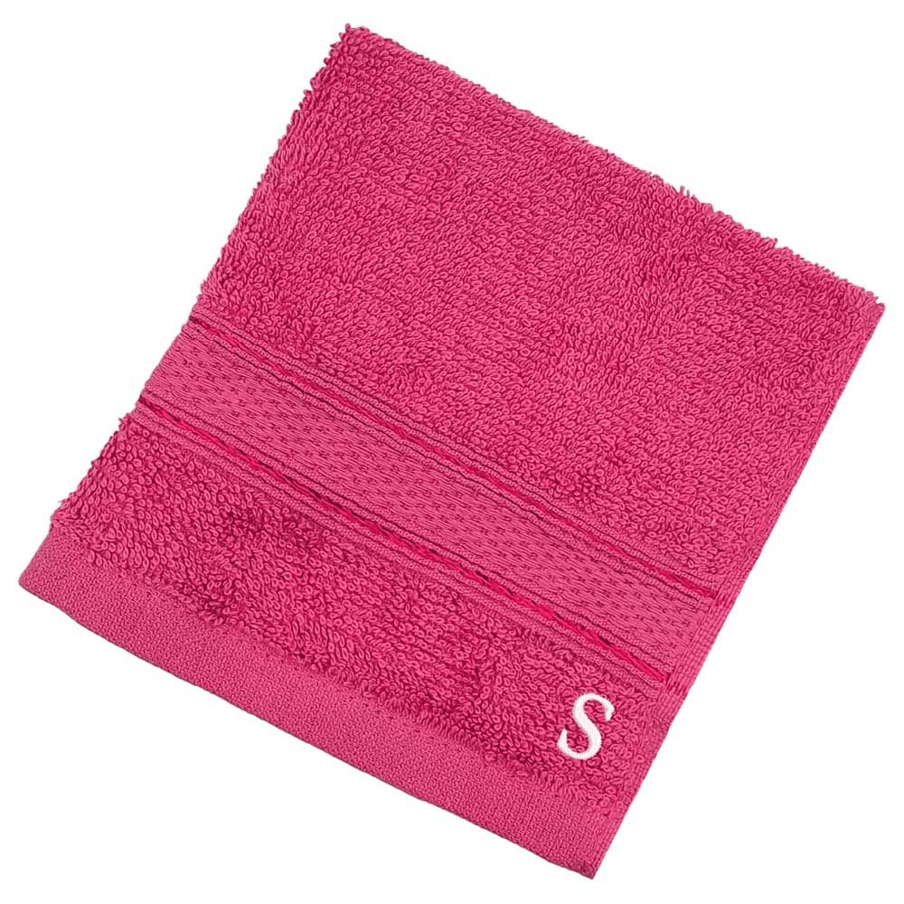 Byft - Letter S Monogrammed Face Towel - 30 x 30 cm - 6pcs - Fuchsia Pink