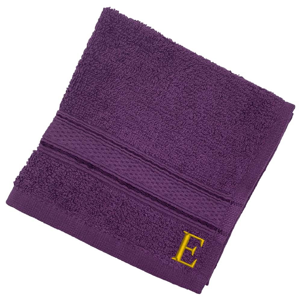 Byft - Letter E Monogrammed Face Towel - 30 x 30 cm - 6pcs - Purple