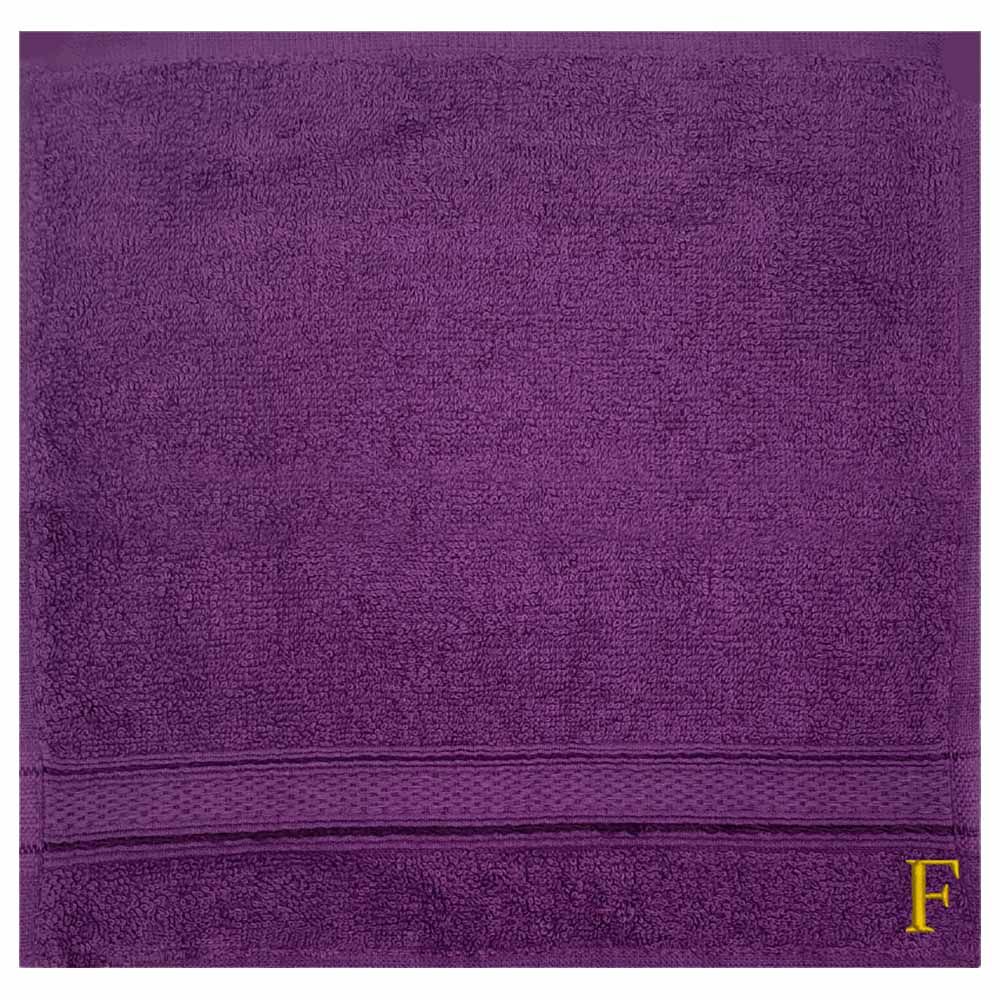 Byft - Letter F Monogrammed Face Towel - 30 x 30 cm - 6pcs - Purple