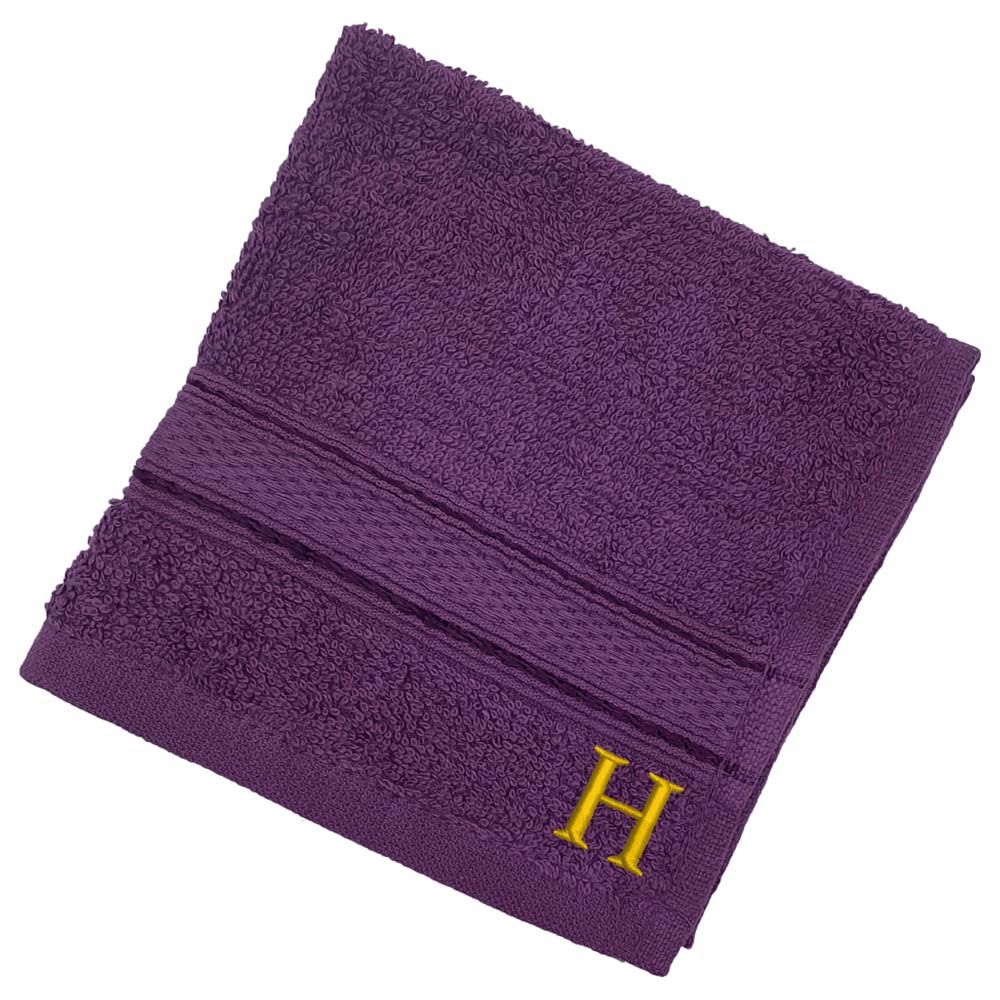 Byft - Letter H Monogrammed Face Towel - 30 x 30 cm - 6pcs - Purple