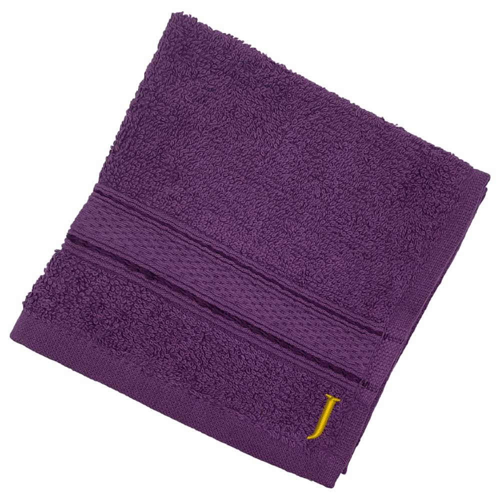 Byft - Letter J Monogrammed Face Towel - 30 x 30 cm - 6pcs - Purple