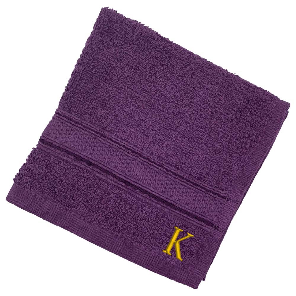 Byft - Letter K Monogrammed Face Towel - 30 x 30 cm - 6pcs - Purple