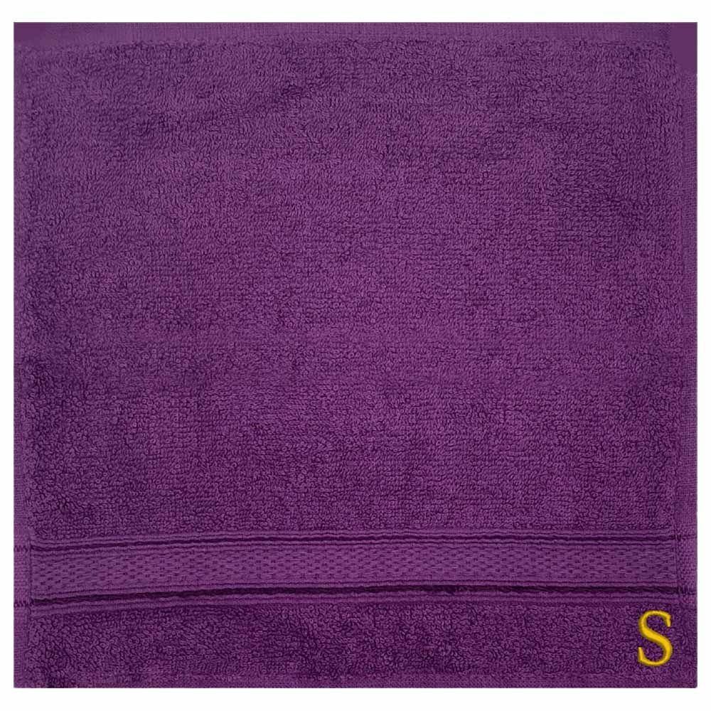 Byft - Letter S Monogrammed Face Towel - 30 x 30 cm - 6pcs - Purple