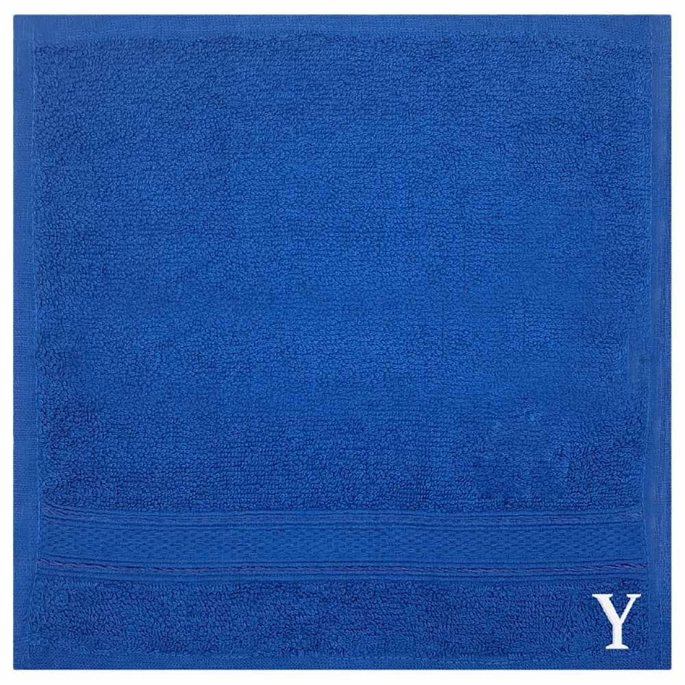 Byft - Letter Y Monogrammed Face Towel - 30 x 30 cm - 6pcs - Royal Blue