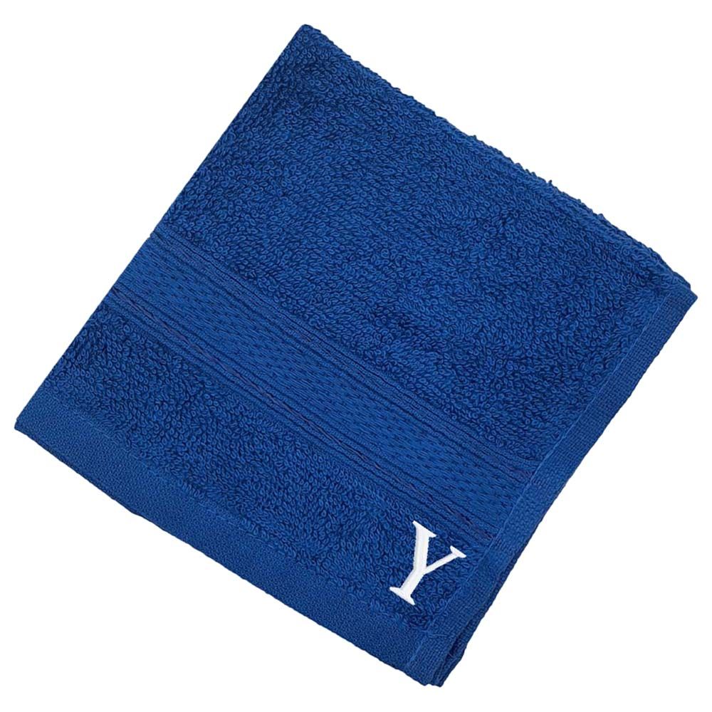 Byft - Letter Y Monogrammed Face Towel - 30 x 30 cm - 6pcs - Royal Blue