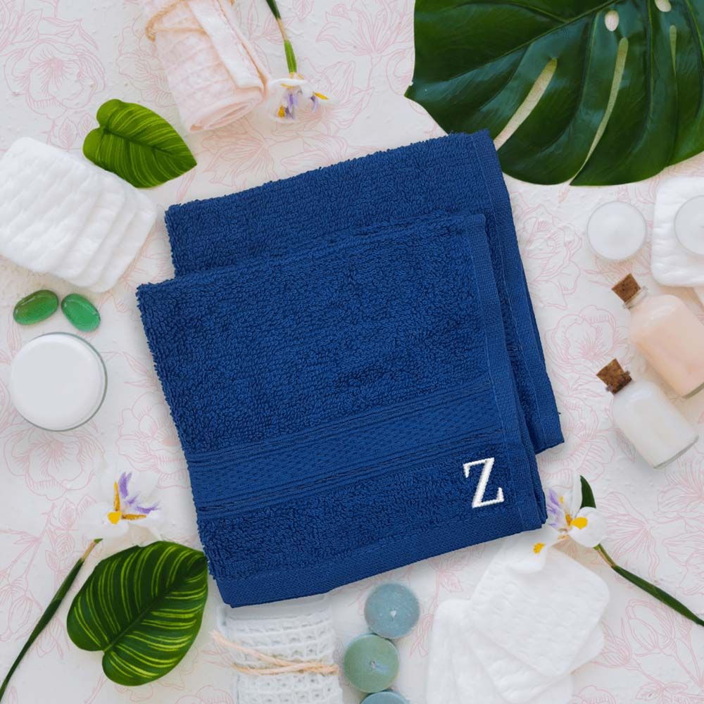 Byft - Letter Z Monogrammed Face Towel - 30 x 30 cm - 6pcs - Royal Blue