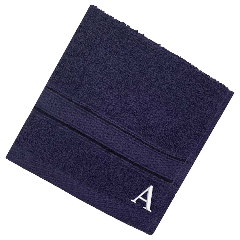 Byft - Letter A Monogrammed Face Towel - 30 x 30 cm - 6pcs - Navy Blue