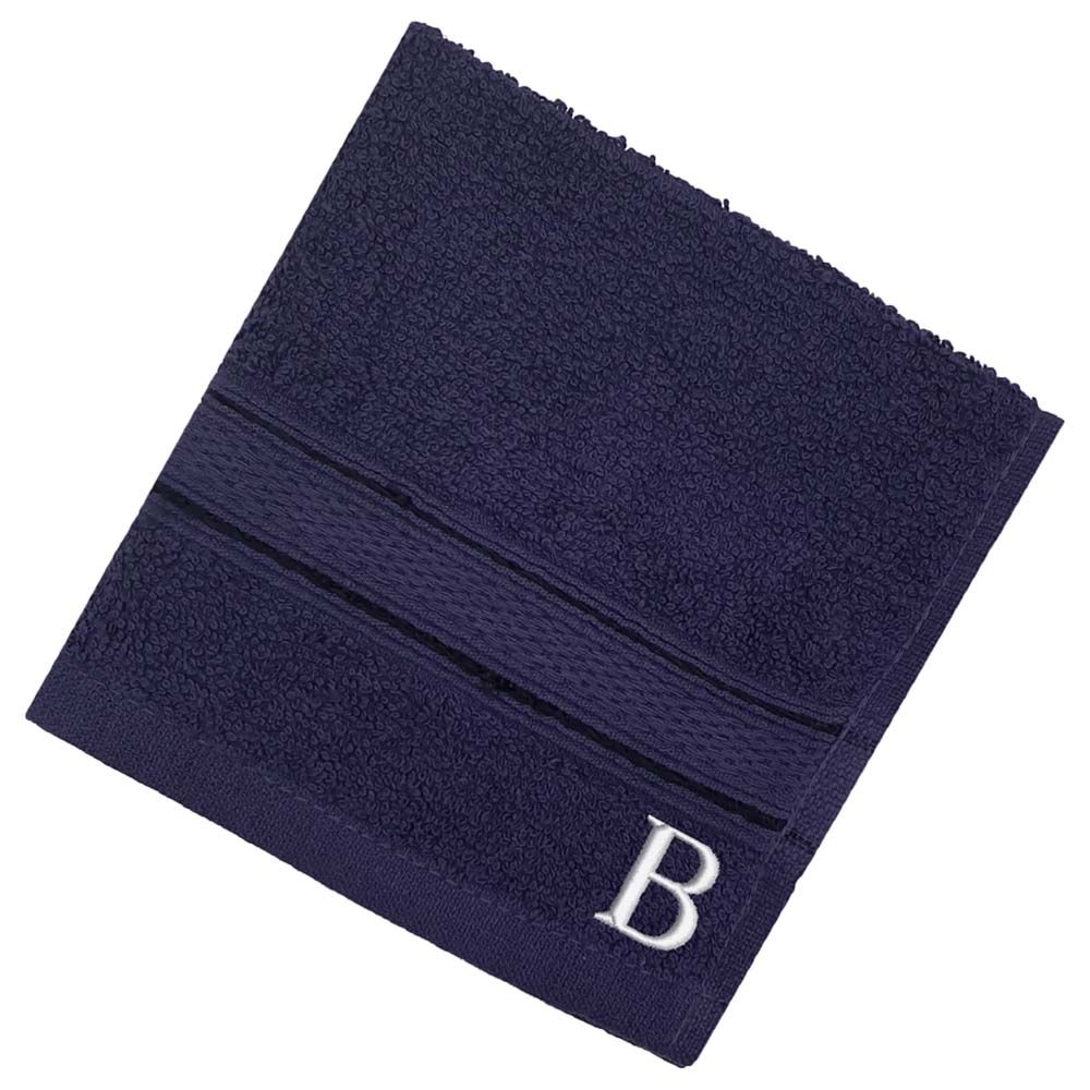 Byft - Letter B Monogrammed Face Towel - 30 x 30 cm - 6pcs - Navy Blue