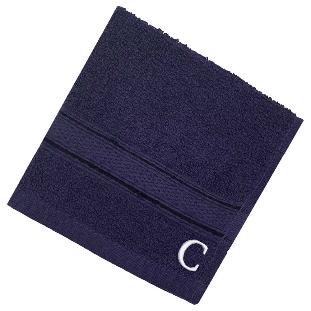 Byft - Letter C Monogrammed Face Towel - 30 x 30 cm - 6pcs - Navy Blue