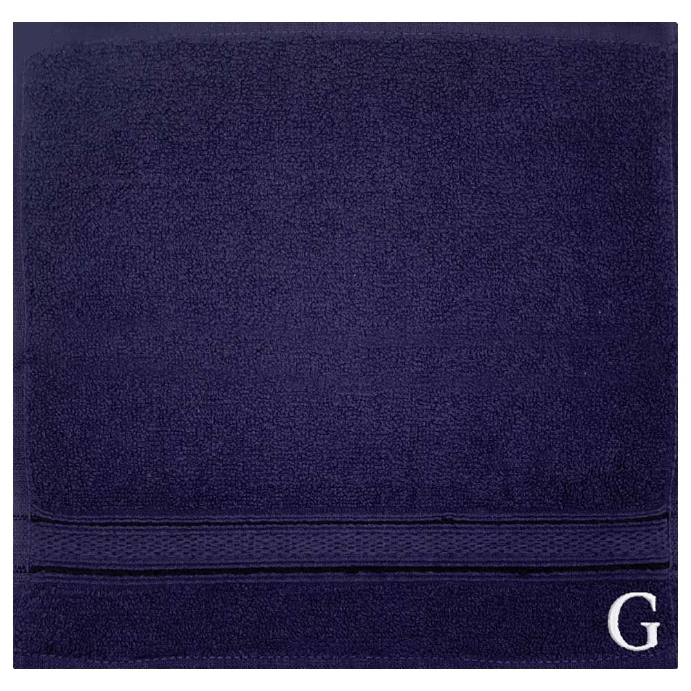 Byft - Letter G Monogrammed Face Towel - 30 x 30 cm - 6pcs - Navy Blue