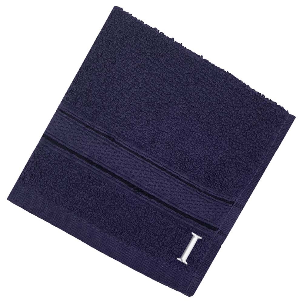 Byft - Letter I Monogrammed Face Towel - 30 x 30 cm - 6pcs - Navy Blue