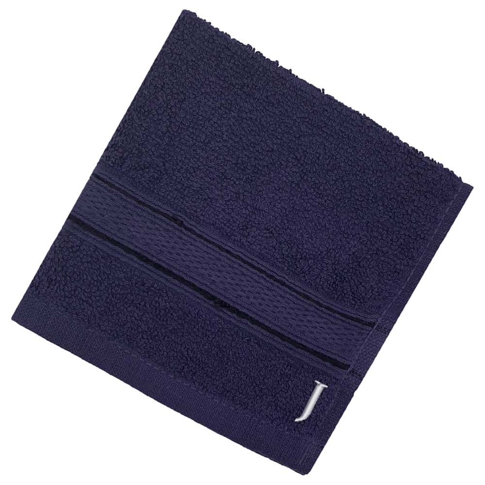 Byft - Letter J Monogrammed Face Towel - 30 x 30 cm - 6pcs - Navy Blue